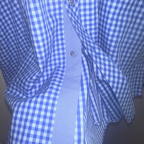 Bugatchi Men Large ‘Blue Checkered’ Short Sleeve Shirt (measures XL) - Picture 4 of 11